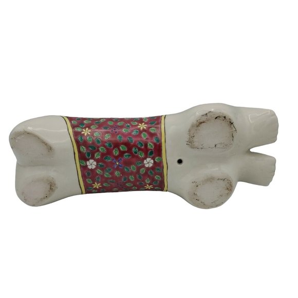 Chinese 12" Porcelain Pillow Headrest Kneeling Child Famille Rose Asian Sculptur - Picture 7 of 8